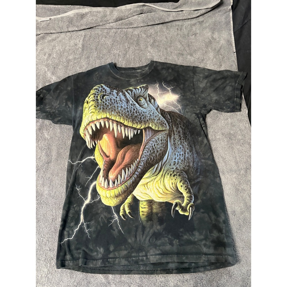 The‎ Mountain T-Rex Lightning Graphic T-Shirt Mens Medium Black Tie Dye Dinosaur